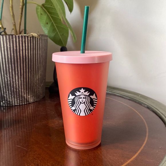 Grande pink and orange Starbucks cup - Picture 1 of 3